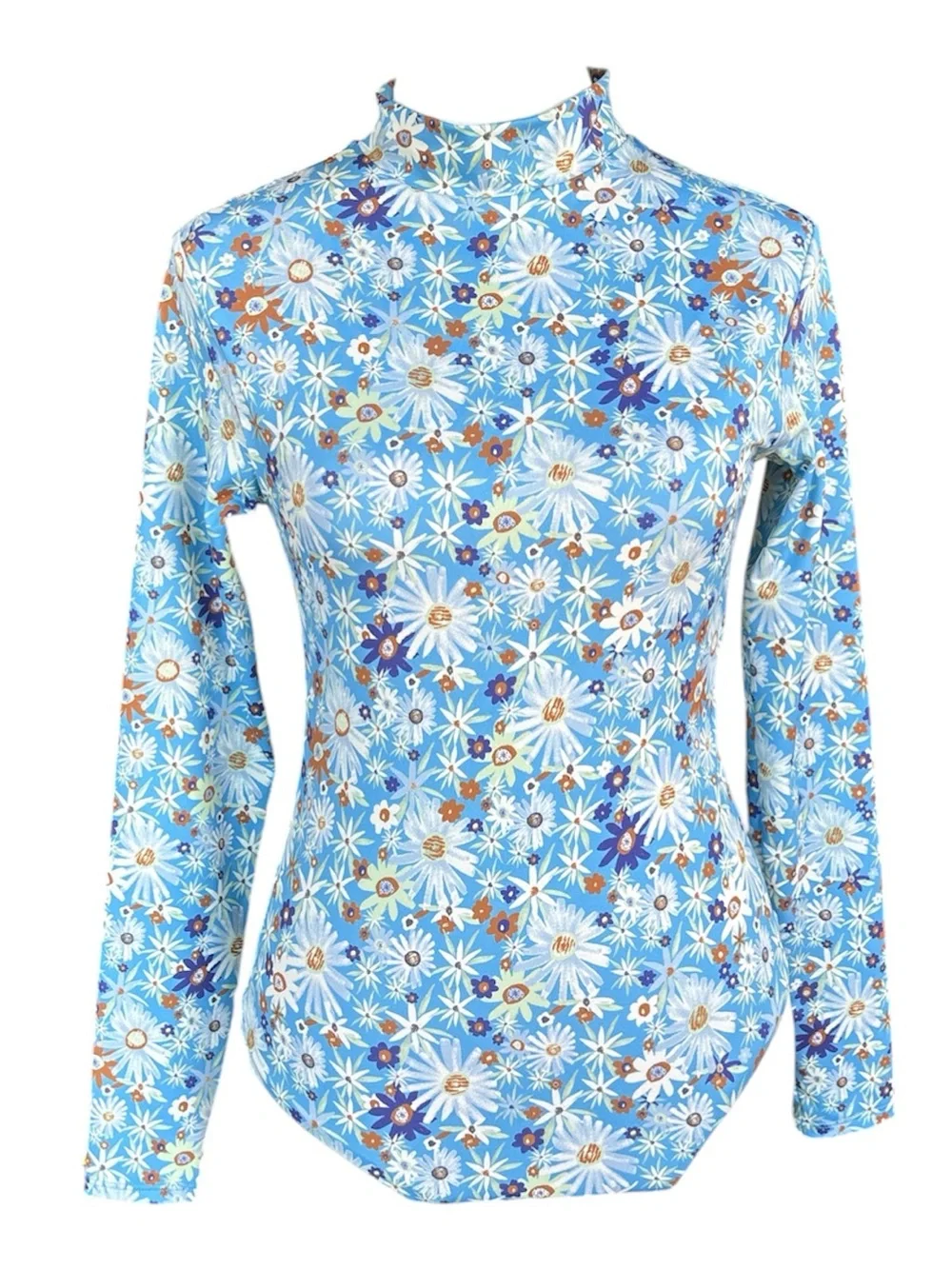Patagonia Long-Sleeved Swell Seeker One-Piece Swimsuit Style #77315 Blue/White S